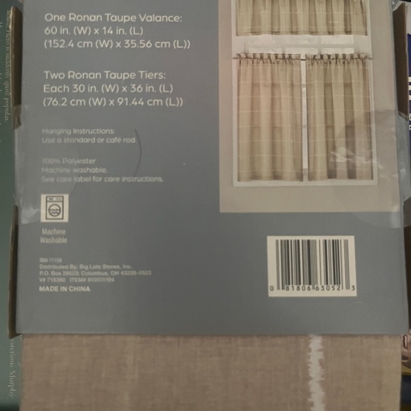 Real living Tier Valance Set Ronan Taupe color . 3-Piece set . New - Picture 2 of 3